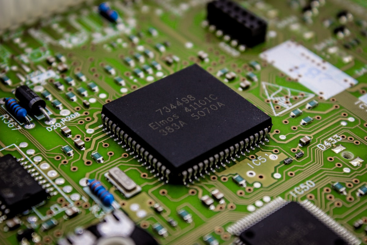 Close-up of electronic chip markings used for authentication verification
